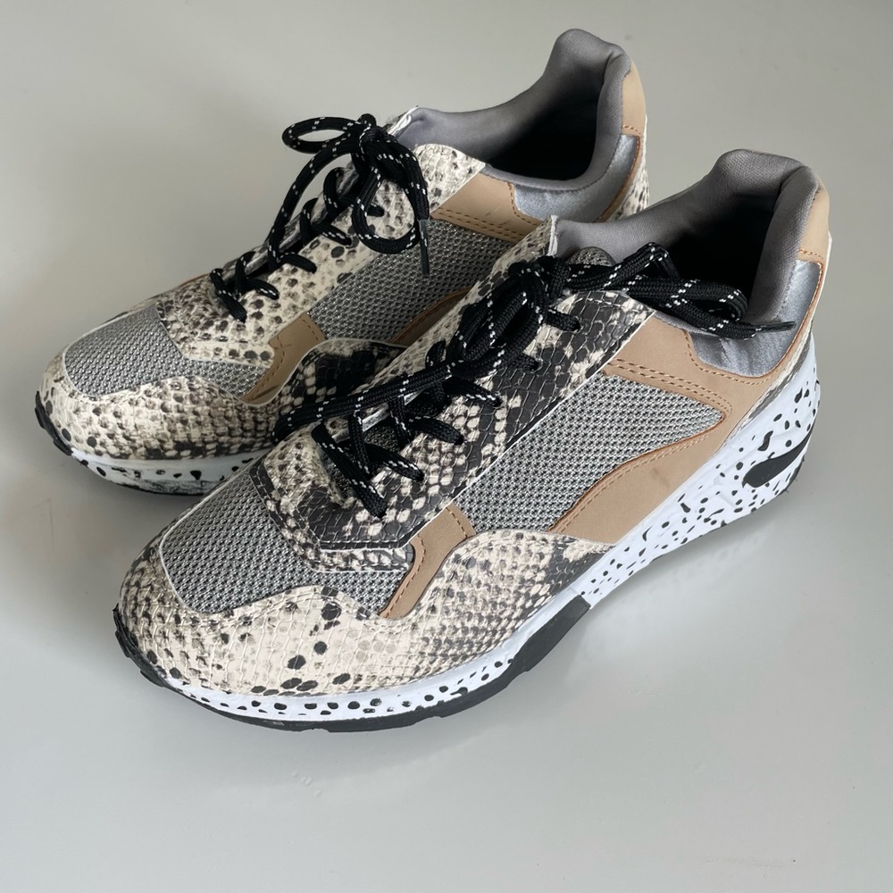 Steve Madden Bena platform wedge sneakers in natural snake